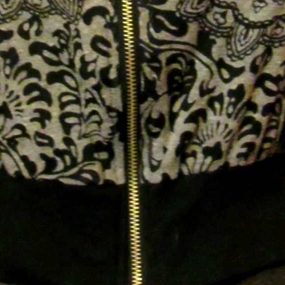 🖤 Stellar Dark Grey & Black Floral Abstract Crop Jacket - LJ - Picture 4 of 8